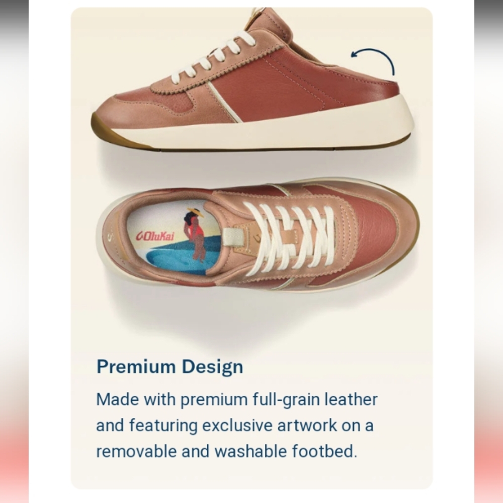 OluKai Kaulele Cedarwood Leather Sneaker - Picture 11 of 12